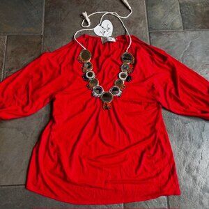 VaVa by Joy Han Bold Red Embellished Eye-Catching Top Women's Size Small (2-4)